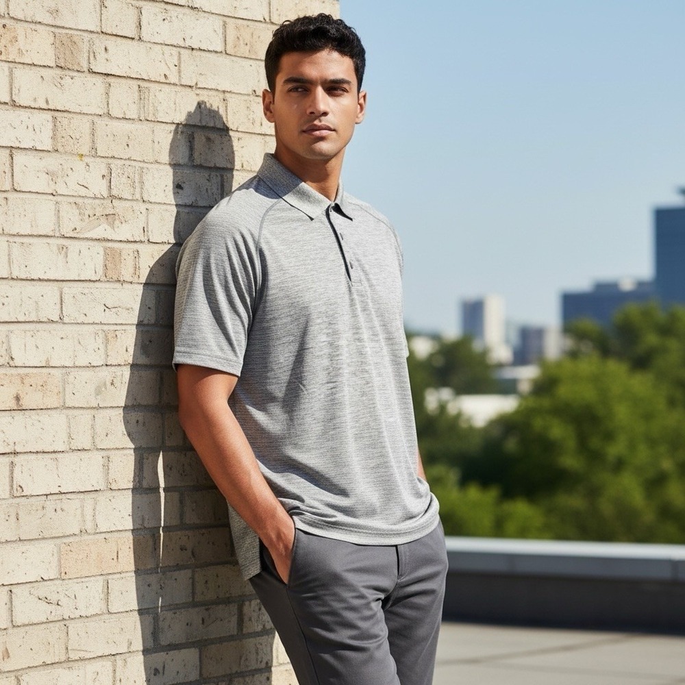 Lululemon Metal Vent Tech Polo Shirt Men's M Heather Gray Wicking Athleisure